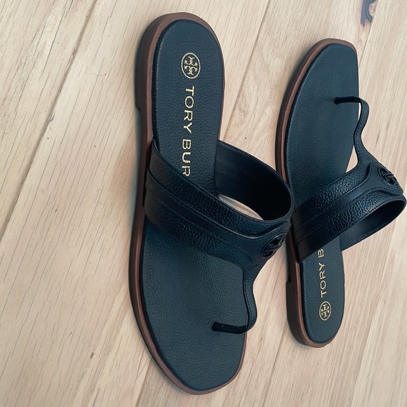 Tory Burch Carson Thong Welt Sandal 8.5 Perfect Black - Picture 7 of 7
